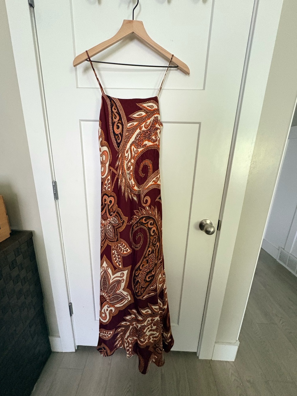 Farm Rio Leopard Paisley Burgundy Maxi Slip Dress S - Picture 6 of 14